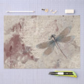 Papier Mousseline Dragonfly Shabby mélange de script de média découp (Artisanat)