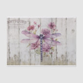 Papier Mousseline Dragonfly violet rustique sur Fleurs roses (Recto)