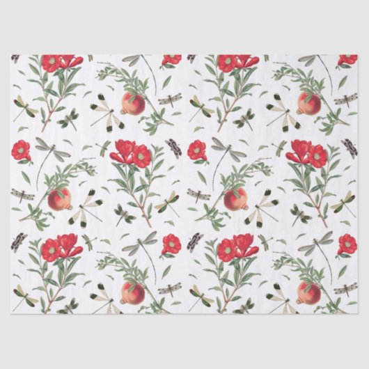 Papier Mousseline Dragonlies et grenades Motif Découpage (Recto)