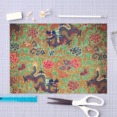 Papier Mousseline DRAGONS ASIATIQUES AVEC BOUTEILLES Papier Tissu (Artisanat)