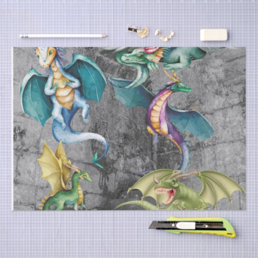 Papier Mousseline Dragons dans un coin (Artisanat)