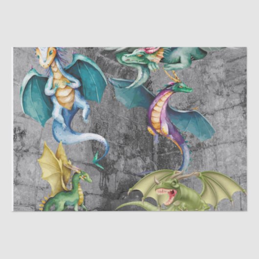 Papier Mousseline Dragons dans un coin (Recto)