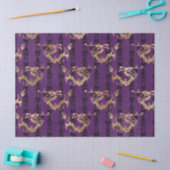 Papier Mousseline Dragons d'or sur la page de découpage violet (Artisanat)