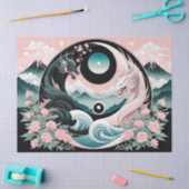 Papier Mousseline Dragons Floral Mountain Rose Sage Turquoise (Artisanat)