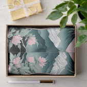 Papier Mousseline Dragons Floral Mountain Rose Sage Turquoise (Cadeau)