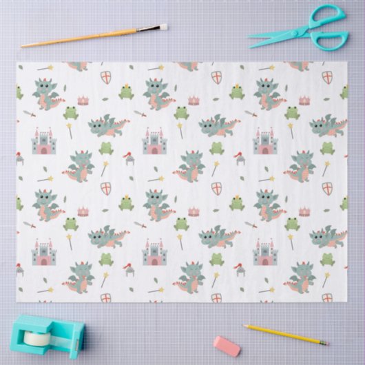 Papier Mousseline Dragons Knights Fairytale Château médiéval (Artisanat)
