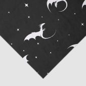 Papier Mousseline Dragons volants et étoiles sur arrière - plan noir (Détail)