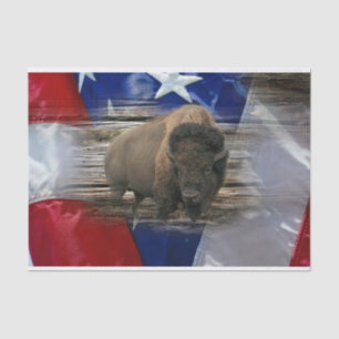 Papier Mousseline Drapeau américain Bison Buffalo Arrière - plan de