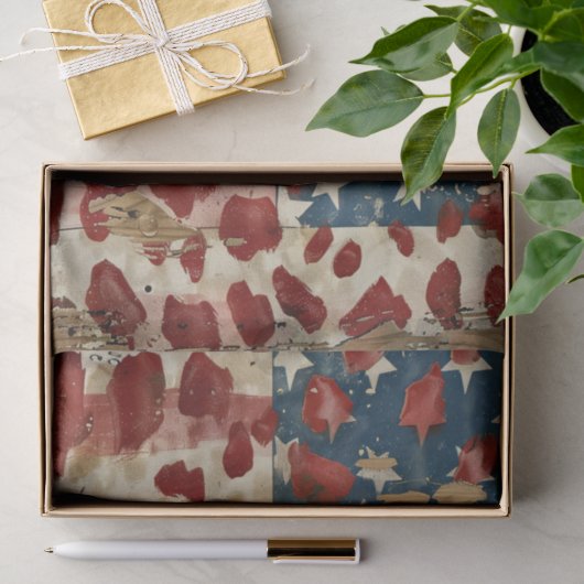 Papier Mousseline Drapeau américain rustique imprimé léopard (6) (Cadeau)