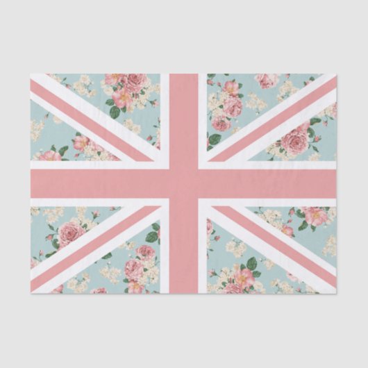 Papier Mousseline Drapeau anglais d'Union Jack de roses (Recto)