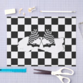Papier Mousseline Drapeau Checker et voitures de course réservées (Artisanat)