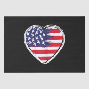 Papier Mousseline Drapeau Coeur US 4 juillet Étoiles patriotiques am
