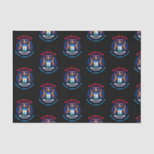 PAPIER MOUSSELINE DRAPEAU D'ÉTAT DES GRANDS LACS DE MICHIGAN (Recto)