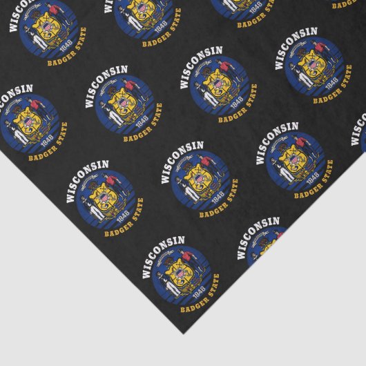 PAPIER MOUSSELINE DRAPEAU D'ÉTAT WISCONSIN BADGER (Détail)