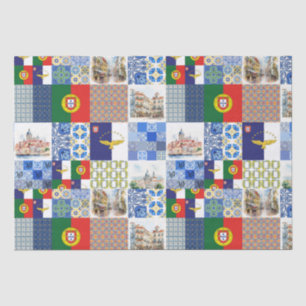 Papier Mousseline Drapeau du Portugal et Drapeau des Açores