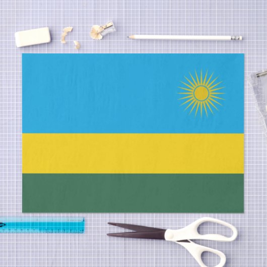 Papier Mousseline Drapeau du Rwanda (Artisanat)