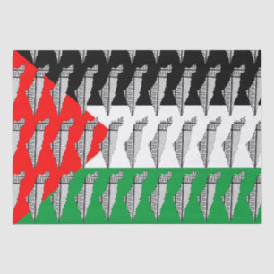 Papier Mousseline Drapeau palestinien et carte avec Motif Keffiyeg