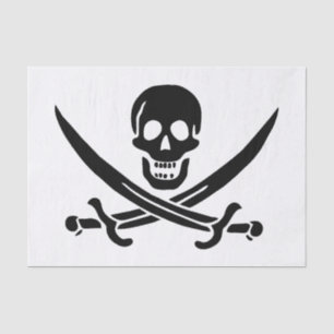 Papier Mousseline Drapeau pirate crâne épées croisées