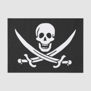 Papier Mousseline Drapeau pirate crâne épées croisées