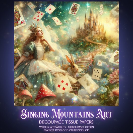 Papier Mousseline Dreamy Alice In Wonderland Castle Decoupage