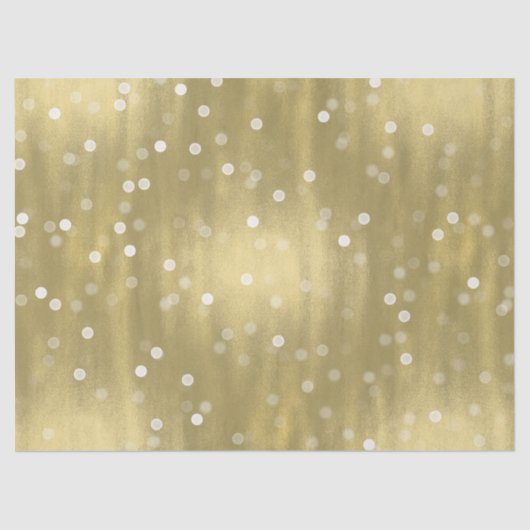 Papier Mousseline Dreamy Gold et White Confetti Bokeh Mariage (Recto)