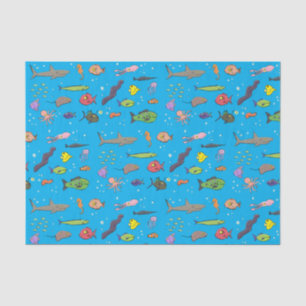 Papier Mousseline Drôle des créatures marines dessin motif