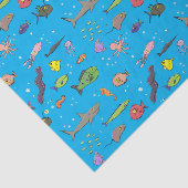 Papier Mousseline Drôle des créatures marines dessin motif (Détail)