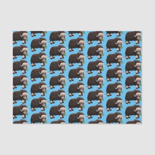 Papier Mousseline Drôle dessin animé de boeuf musqué (Recto)