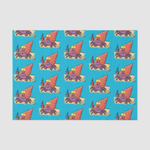 Papier Mousseline Drôle mignon caricature pourpre crabe ermite