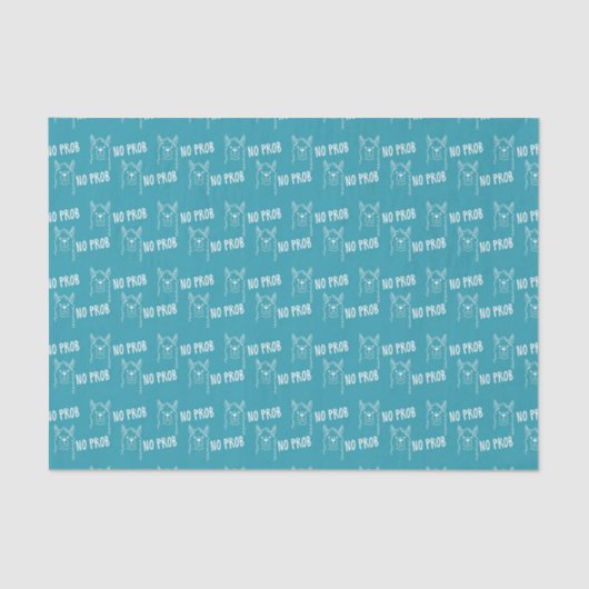 Papier Mousseline Drôle mignon sans Prob Llama Motif Bleu (Recto)