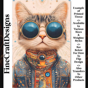 Papier Mousseline Drôle Original Cool & Mignon Chat Cyberpunk BC6 Dé