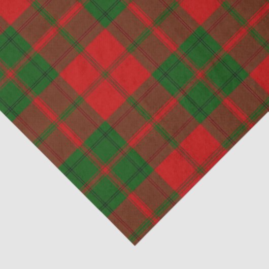 Papier Mousseline Drummond tartan rouge vert plaid (Détail)