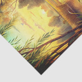 Papier Mousseline Duck and Ducklings in a Pond at Sunrise (Détail)