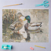 Papier Mousseline Duck et Mallard Faune Peinture Découpage (Artisanat)