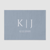 Papier Mousseline Dusty Blue Monogram Initial Minimal Trendy Wedding (Recto)