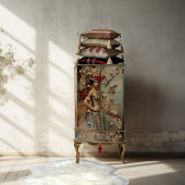 Papier Mousseline Dusty Blue & Red Floral, Portrait Art & Flamant ro