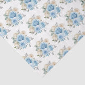 Papier Mousseline Dusty Blue Silver Elegant Flowers (Détail)