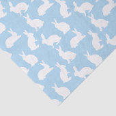 Papier Mousseline Dusty Blue With White Bunny Pattern Cute Easter (Détail)