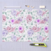 Papier Mousseline Dusty violet et rose Fleurs Motif botanique (Artisanat)