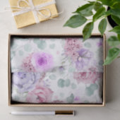 Papier Mousseline Dusty violet et rose Fleurs Motif botanique (Cadeau)