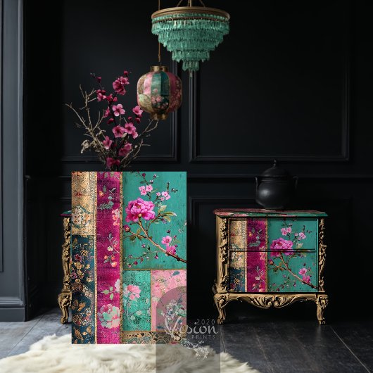 Papier Mousseline Dynastie de rêve Chinoiserie Patchwork Collage