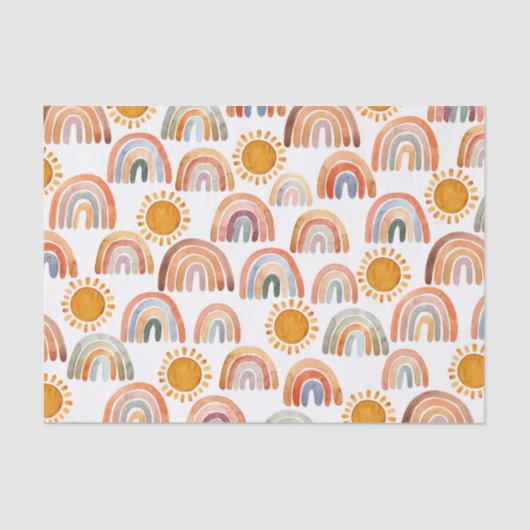 Papier Mousseline Earth Modern Boho Rainbow et Sun (Recto)