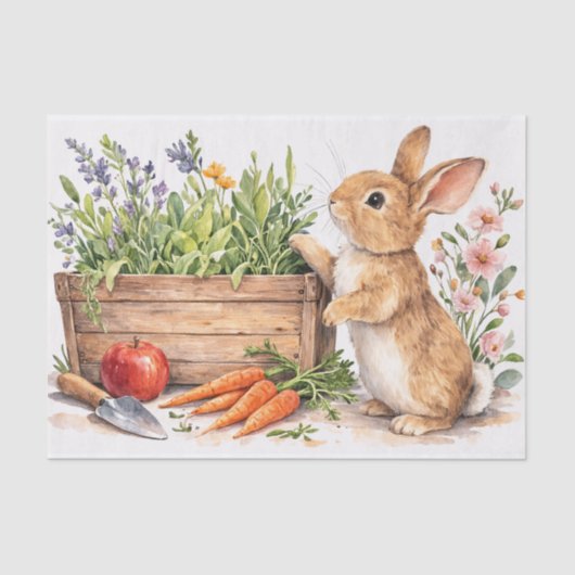 Papier Mousseline Easter Bunny Watercolor Tissue Paper Design (Recto)