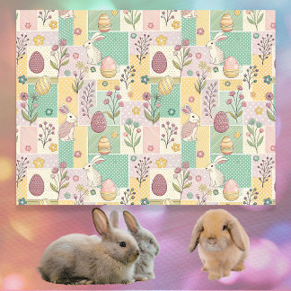 Papier Mousseline Easter Patchwork Pastel Bunnies Eggs and Gingham
