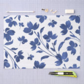 Papier Mousseline Eau d'Indigo - tiges de fleurs (Artisanat)