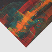 Papier Mousseline Eau Orange Rouge Bleu moderne Art Abstrait Motif (Détail)