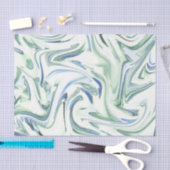 Papier Mousseline 'Eau Vert Aquarelle Bleu Douce' Abstrait (Artisanat)
