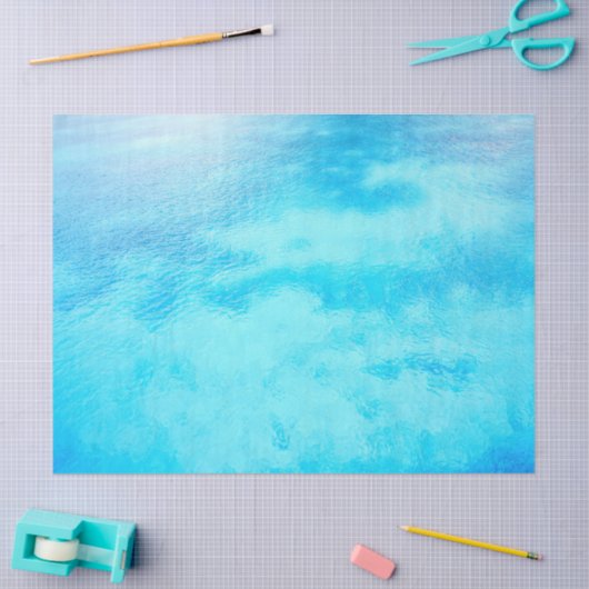 Papier Mousseline Eaux caraïbes bleu turquoise (Artisanat)