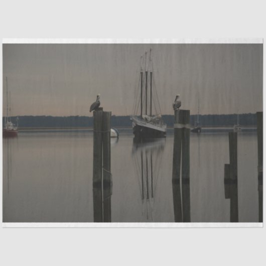 Papier Mousseline Eaux tranquilles - Bateau sur la page de découpage (Recto)