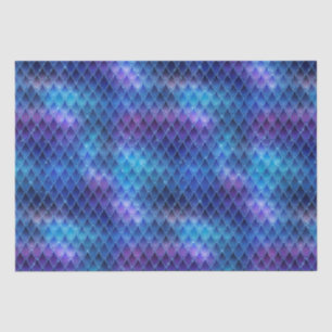 Papier Mousseline Écaille de dragon bleu et violet mythique fantasti